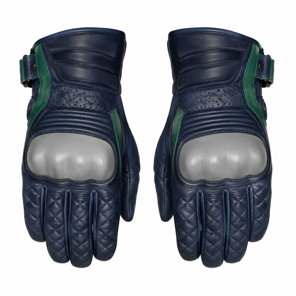 IndigoCrest Navy Silver Street Motorcycle Gloves