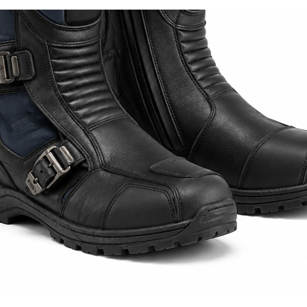 IronTrail touring motorcycle boots toe heel and touring sole detail