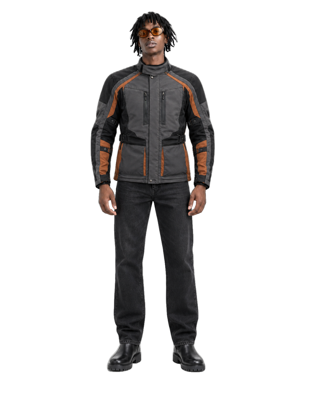 Ironclad Voyager All-Season Motorcycle Jacket front view on male model with transparent background