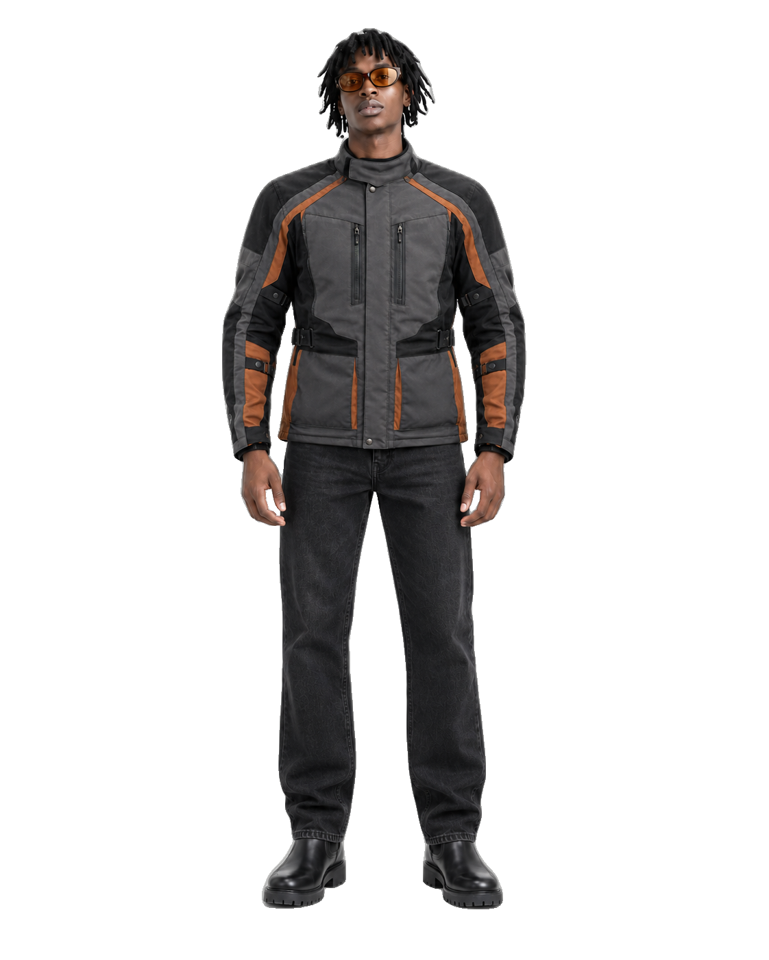 Ironclad Voyager All-Season Motorcycle Jacket front view on male model with transparent background
