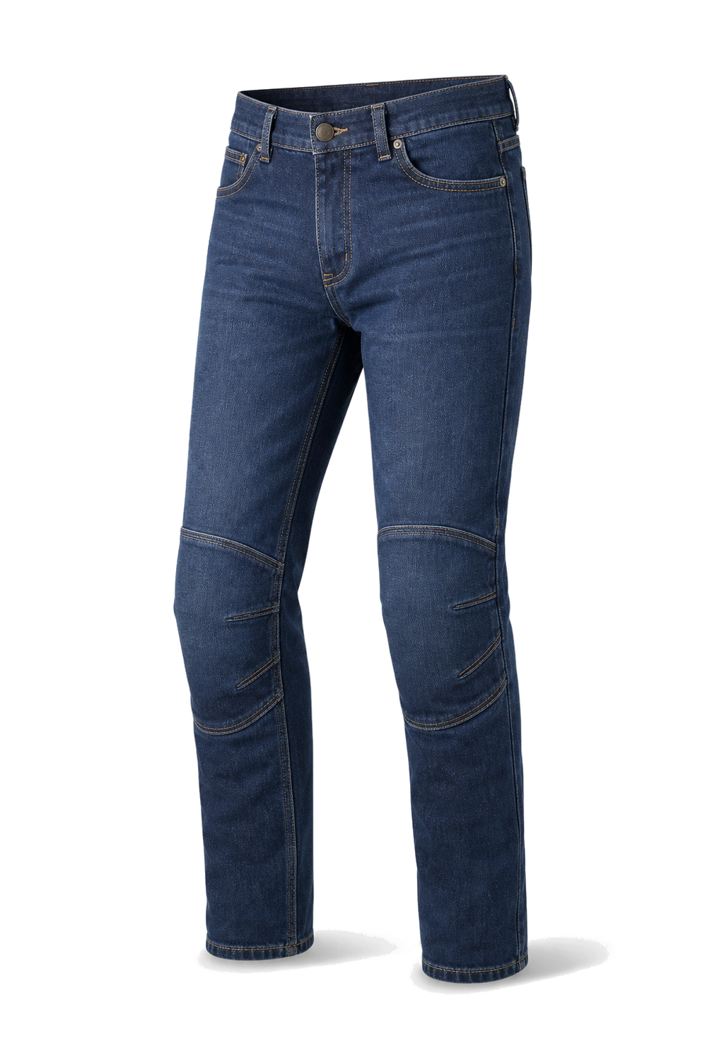 Ironlane Heritage Armored Motorcycle Riding Jeans front three-quarter view on light gray background