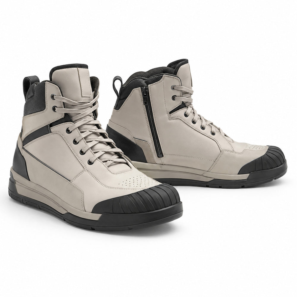 Ivory Apex High-Top Motorcycle Riding Shoes – hero in Warm Ivory / Black