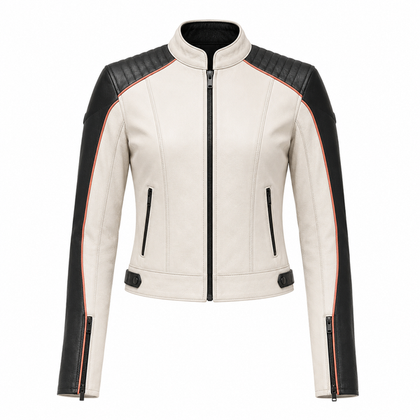 Ivory Circuit Women’s Two-Tone Leather Jacket
