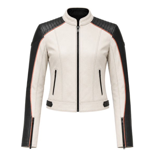 Ivory Circuit Women’s Two-Tone Leather Jacket