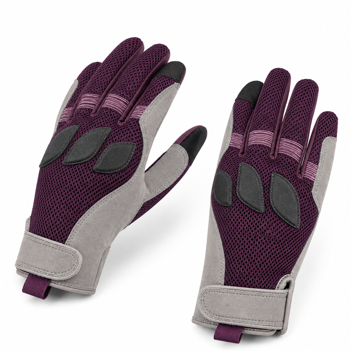 Three-quarter view of LunaForm women's mesh motorcycle gloves
