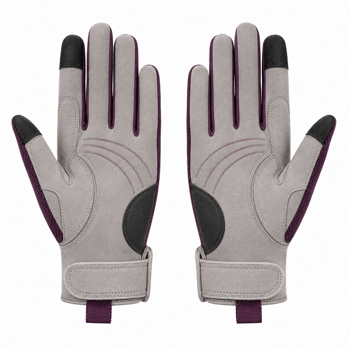Palm view of LunaForm women's motorcycle gloves with curved grip lines