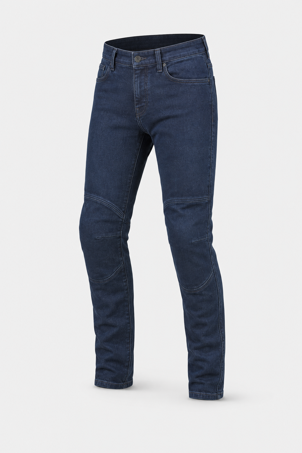 Metro Armor Blue Motorcycle Riding Jeans front three-quarter view on light gray background
