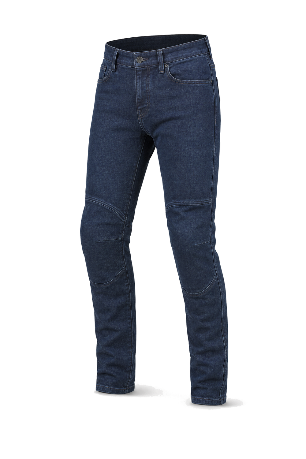 Metro Armor Blue Motorcycle Riding Jeans front three-quarter view on light gray background