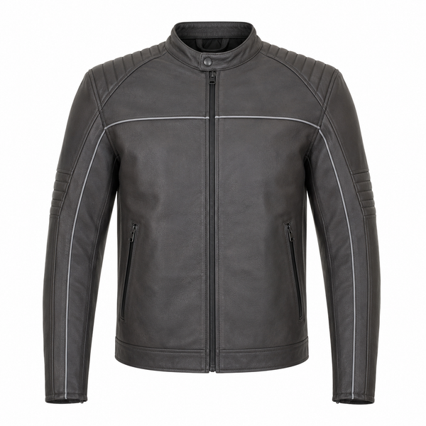 Metro Shield Charcoal Urban Leather Riding Jacket