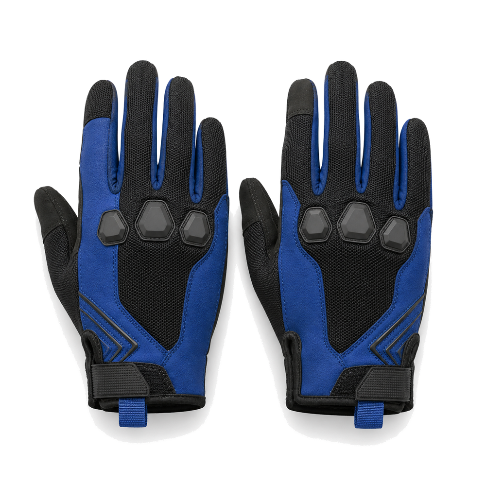 MetroFlex lightweight urban motorcycle gloves in black and cobalt blue