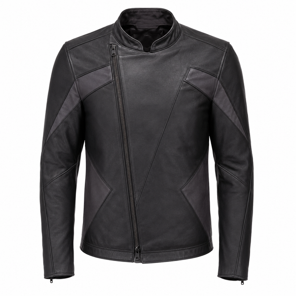 Midnight Vector Minimalist Leather Motorcycle Jacket