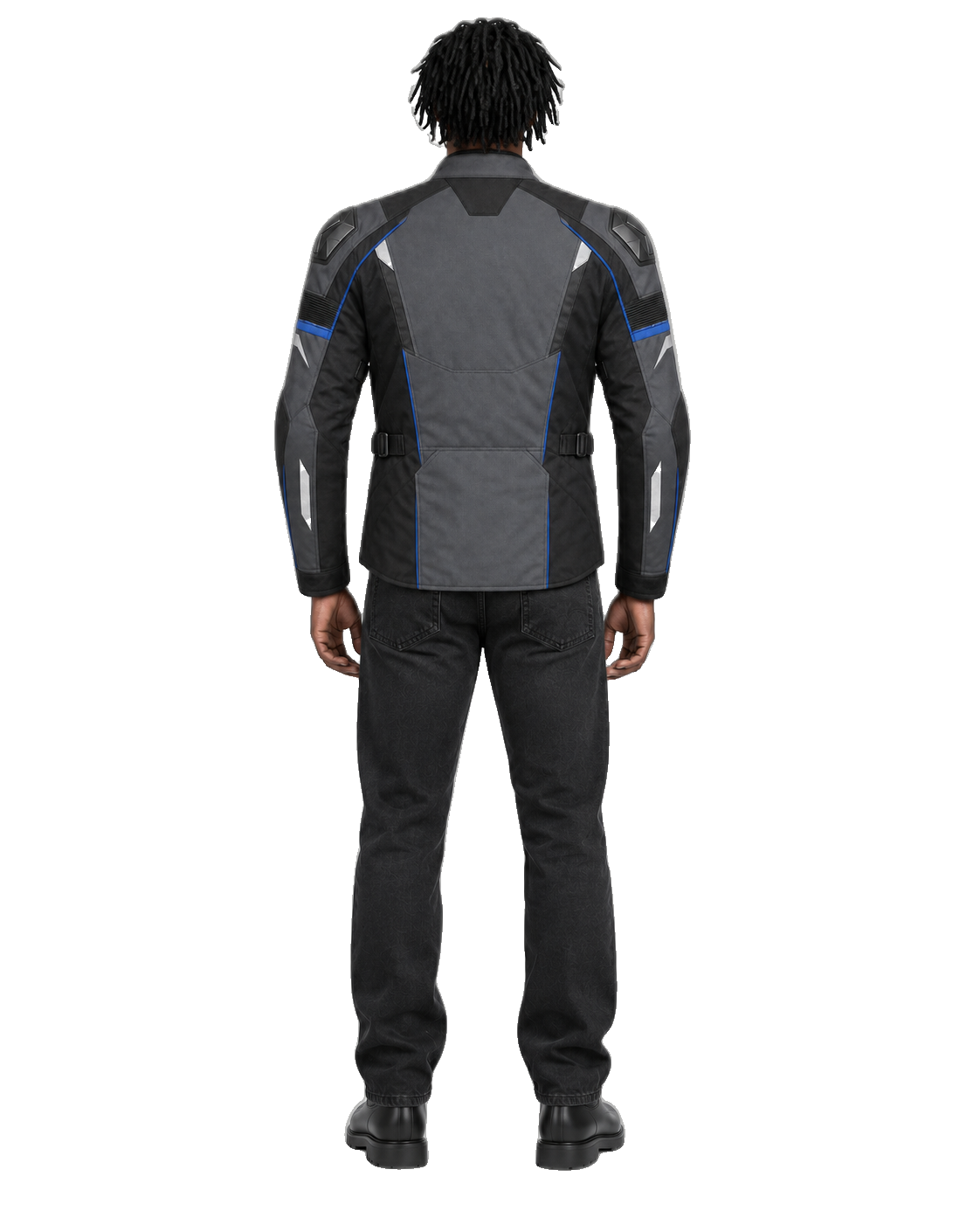 Monsoon Vector All-Season Motorcycle Jacket back view on male model with transparent background
