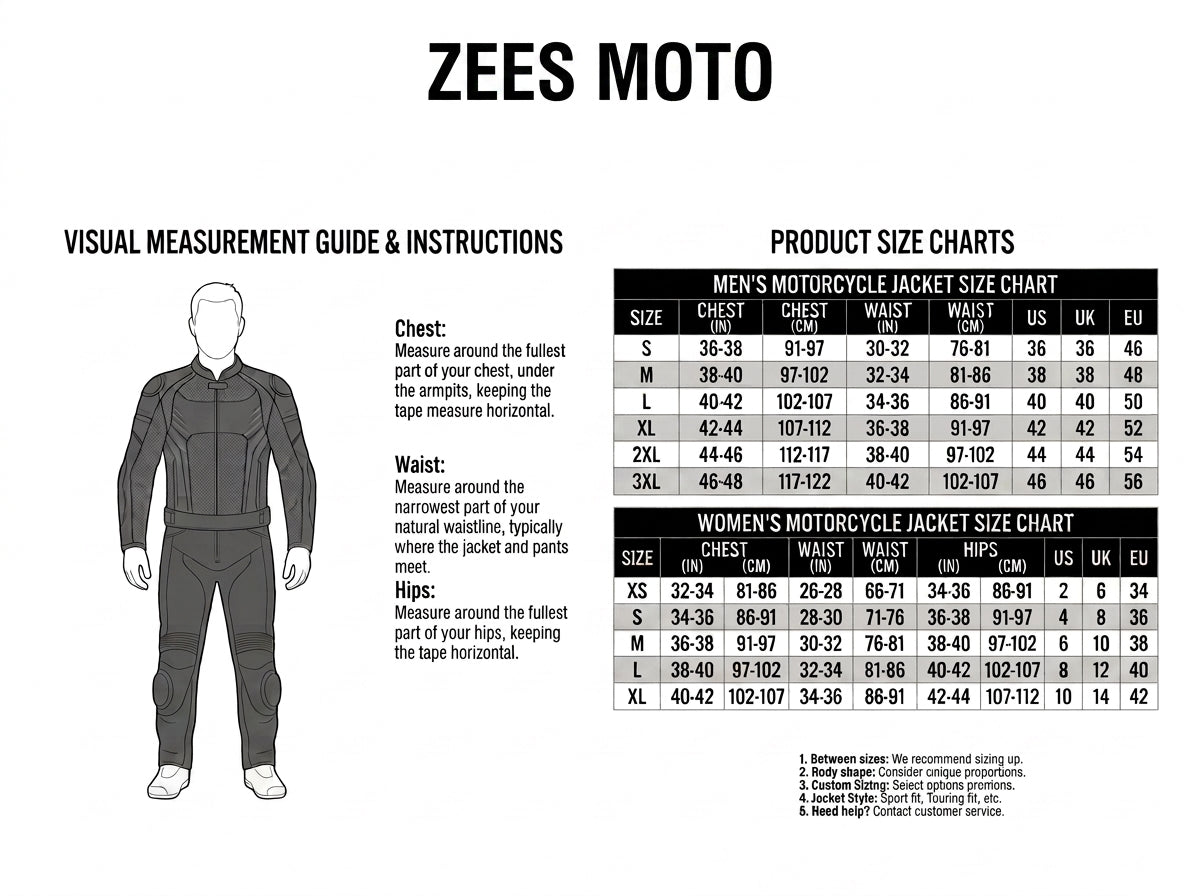 Motorcycle Jacket Size Guide