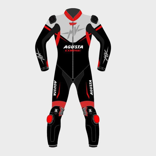 Customized MV Agusta Black Red Motorcycle Suit - ZEES MOTO