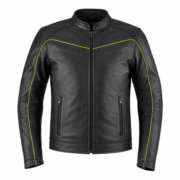 Neon Borough High-Visibility Piped Leather Jacket