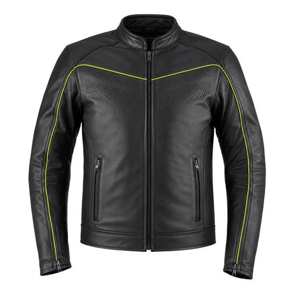 Neon Borough High-Visibility Piped Leather Jacket