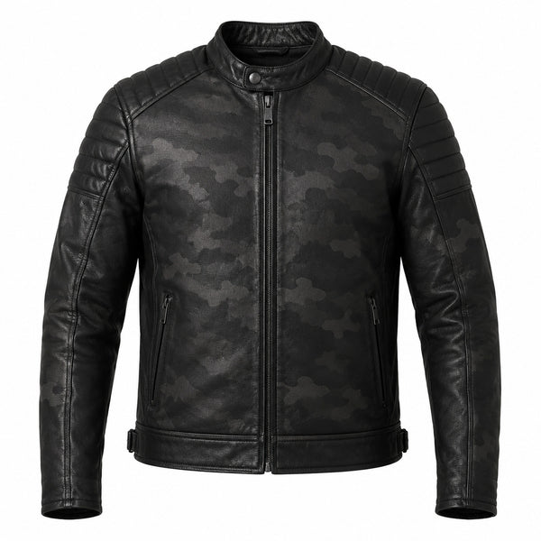 Night Camo Black Leather Cruiser Jacket