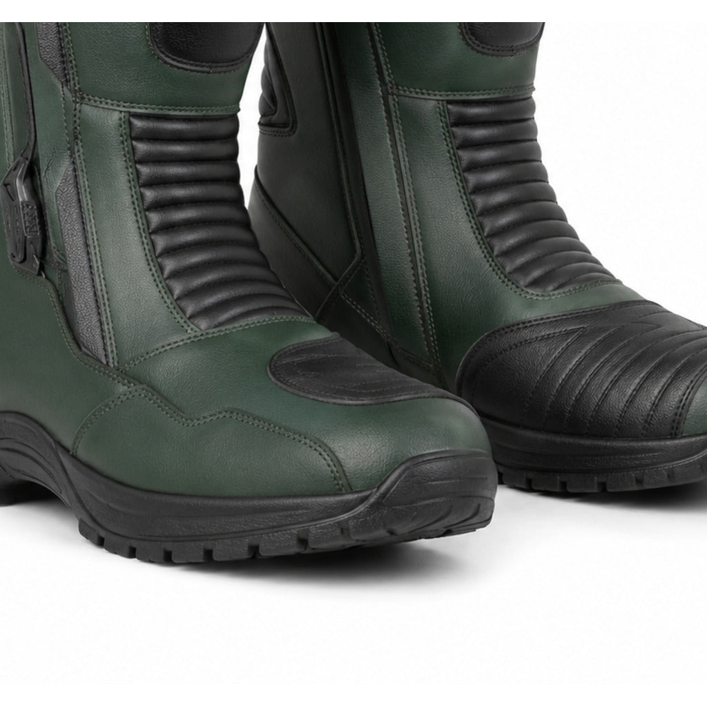 NightVector touring motorcycle boots toe heel and touring sole detail