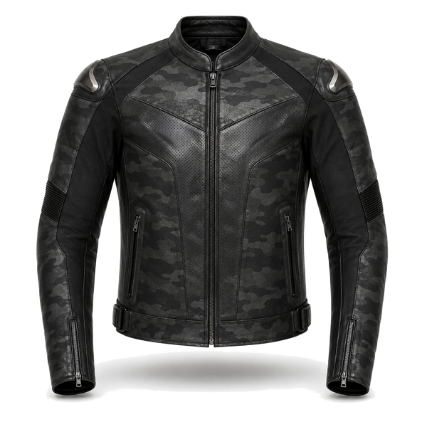 NightCamo Tech R Leather Motorcycle Racing Jacket
