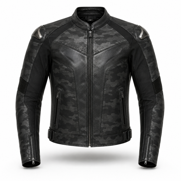 NightCamo Tech R Leather Motorcycle Racing Jacket