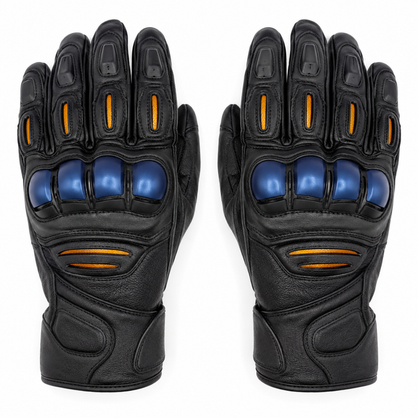 NightVector Black Cobalt Street Motorcycle Gloves