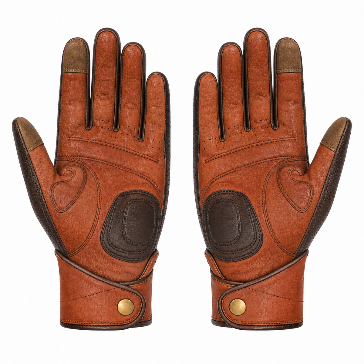 Palm view of NobleAir gloves with cognac leather construction