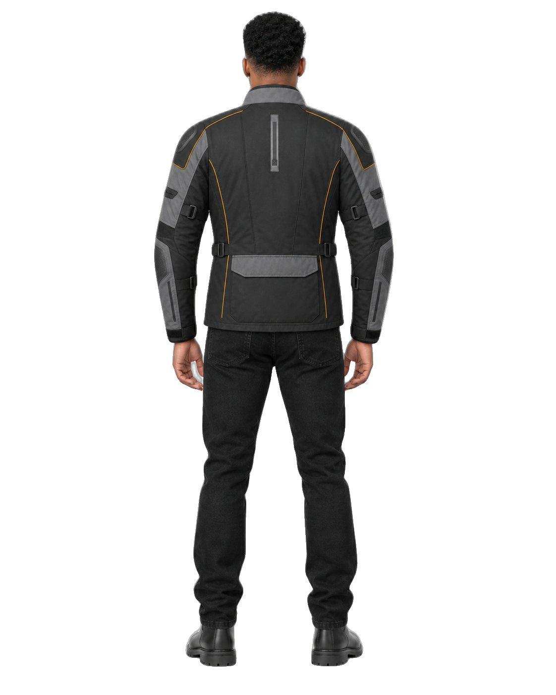 Nordline Traverse All-Season Motorcycle Jacket back view on male model with transparent background