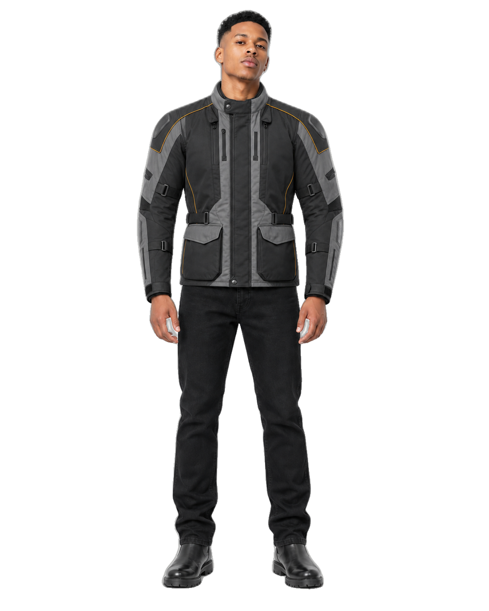 Nordline Traverse All-Season Motorcycle Jacket front view on male model with transparent background