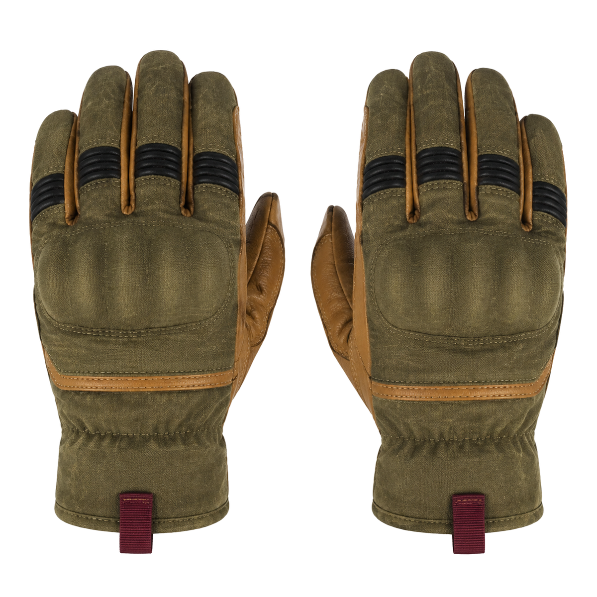 OliveMetro olive tan street motorcycle gloves — full pair hero view