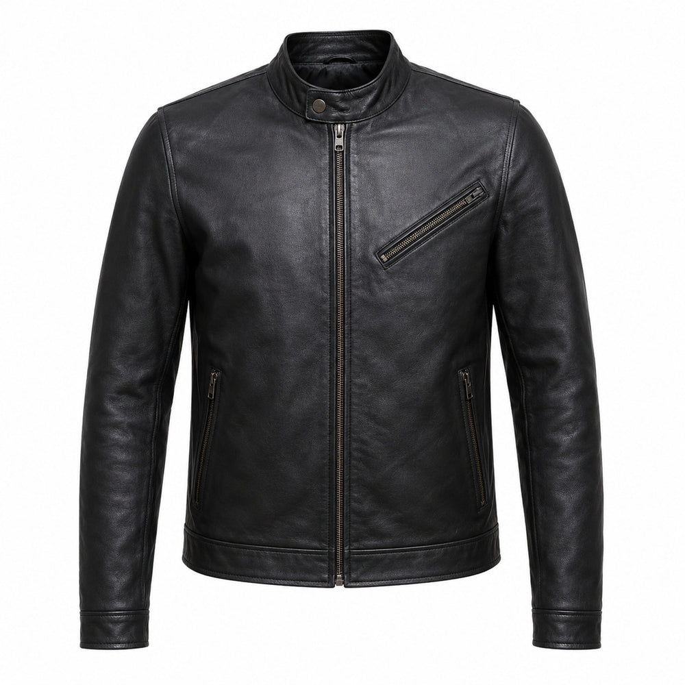 Oxblood Route classic cruiser leather motorcycle jacket front hero view