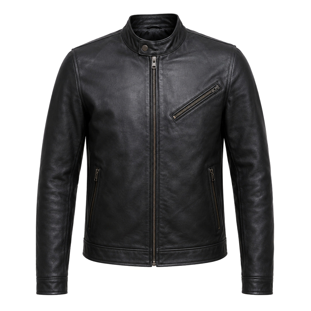 Oxblood Route classic cruiser leather motorcycle jacket front hero view