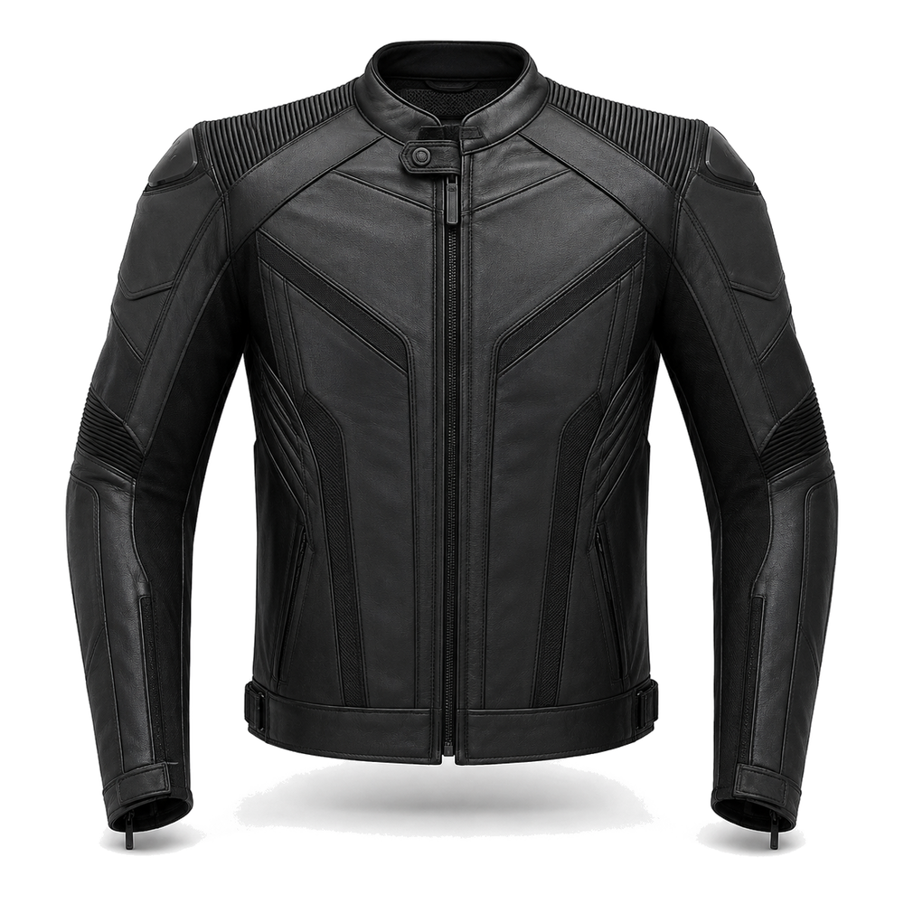 PolarCircuit R original white leather motorcycle racing jacket front view