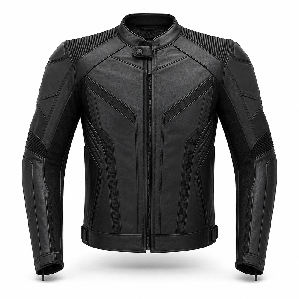 PolarCircuit R original white leather motorcycle racing jacket front view