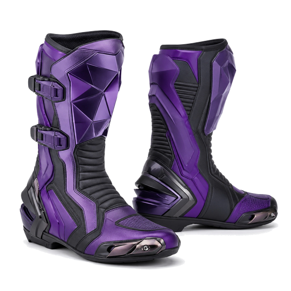 Purple Ion Futuristic Racing Motorcycle Boots