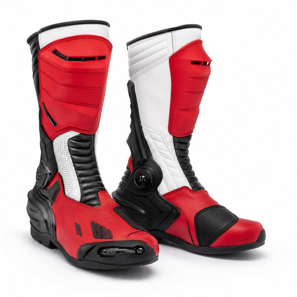 Redline Crest Red White Racing Motorcycle Boots