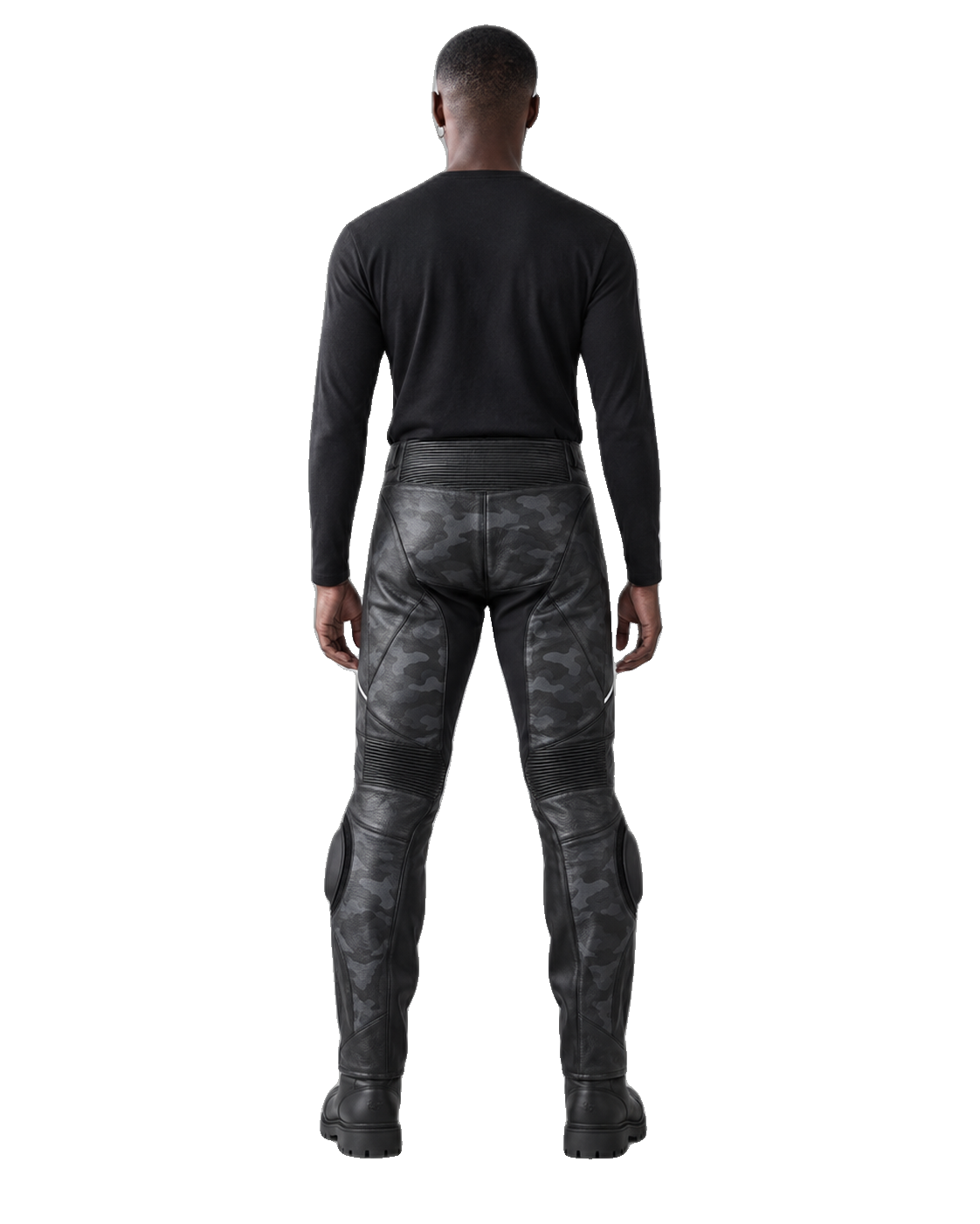 Redline Mono Leather Motorcycle Racing Pants back view on male model transparent background