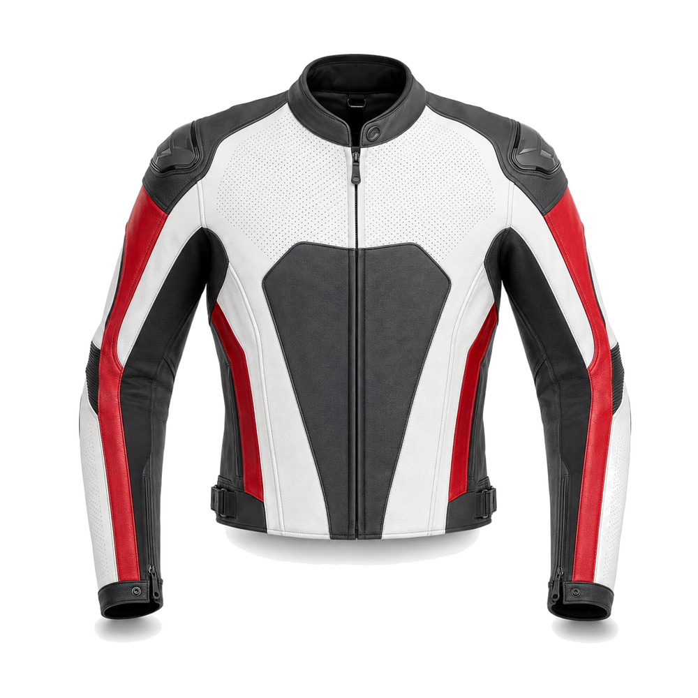 Redline Mono R original white red motorcycle racing jacket front view