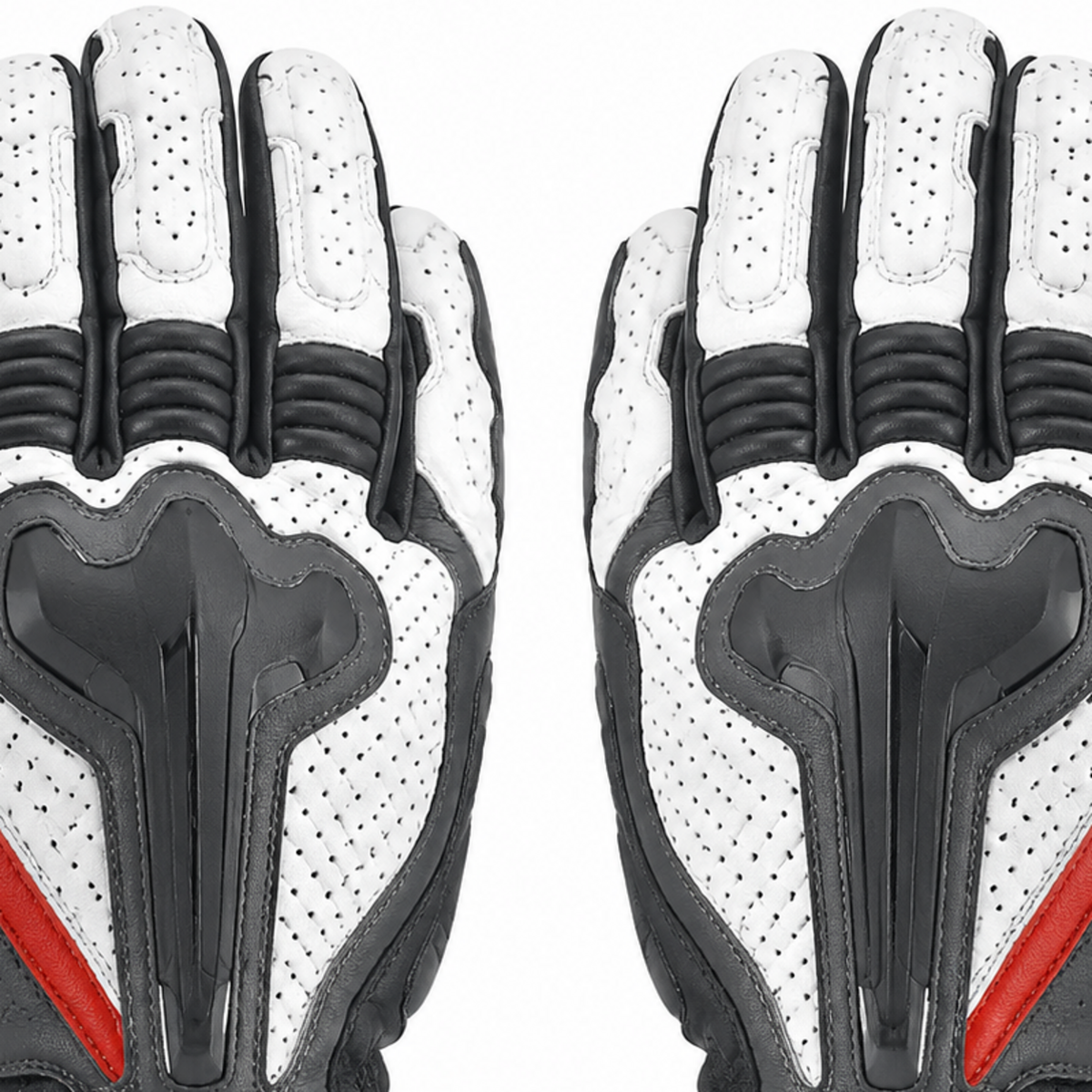 Redline Mono white graphite street motorcycle gloves — knuckle and finger construction detail