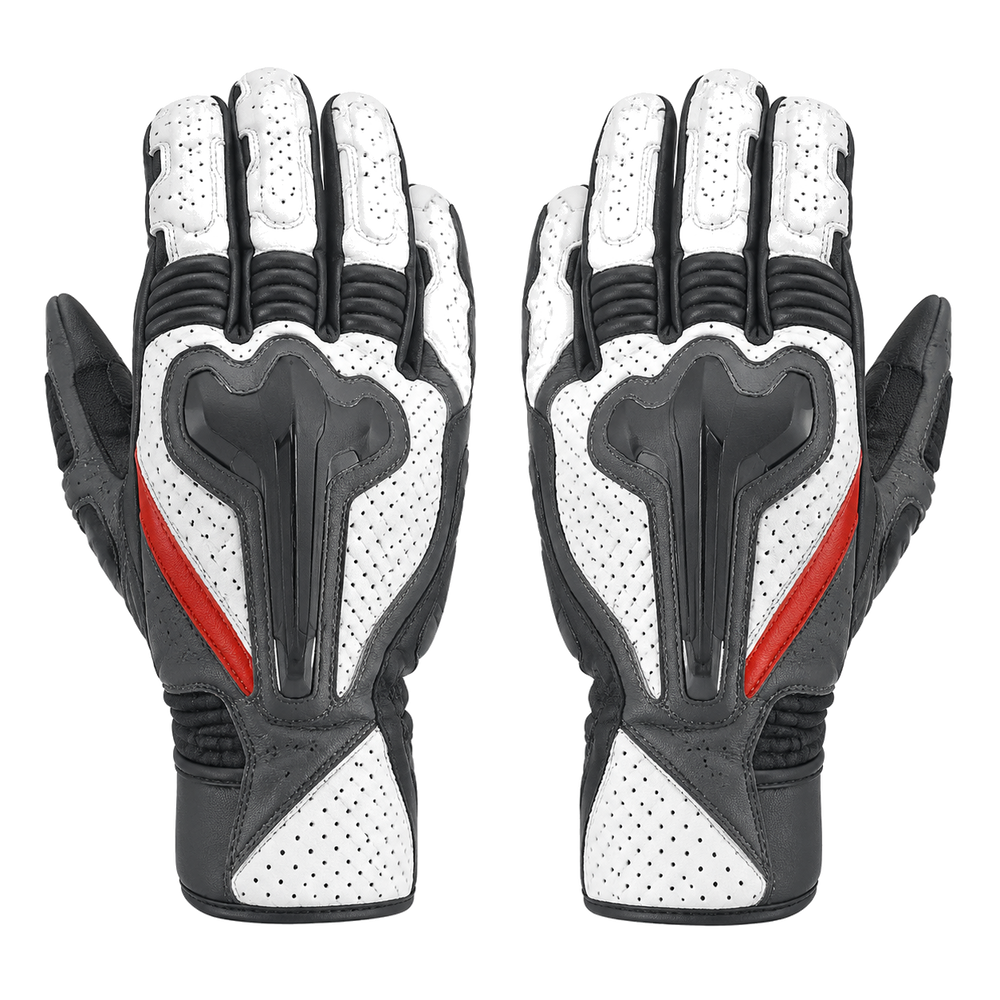 Redline Mono white graphite street motorcycle gloves — full pair hero view