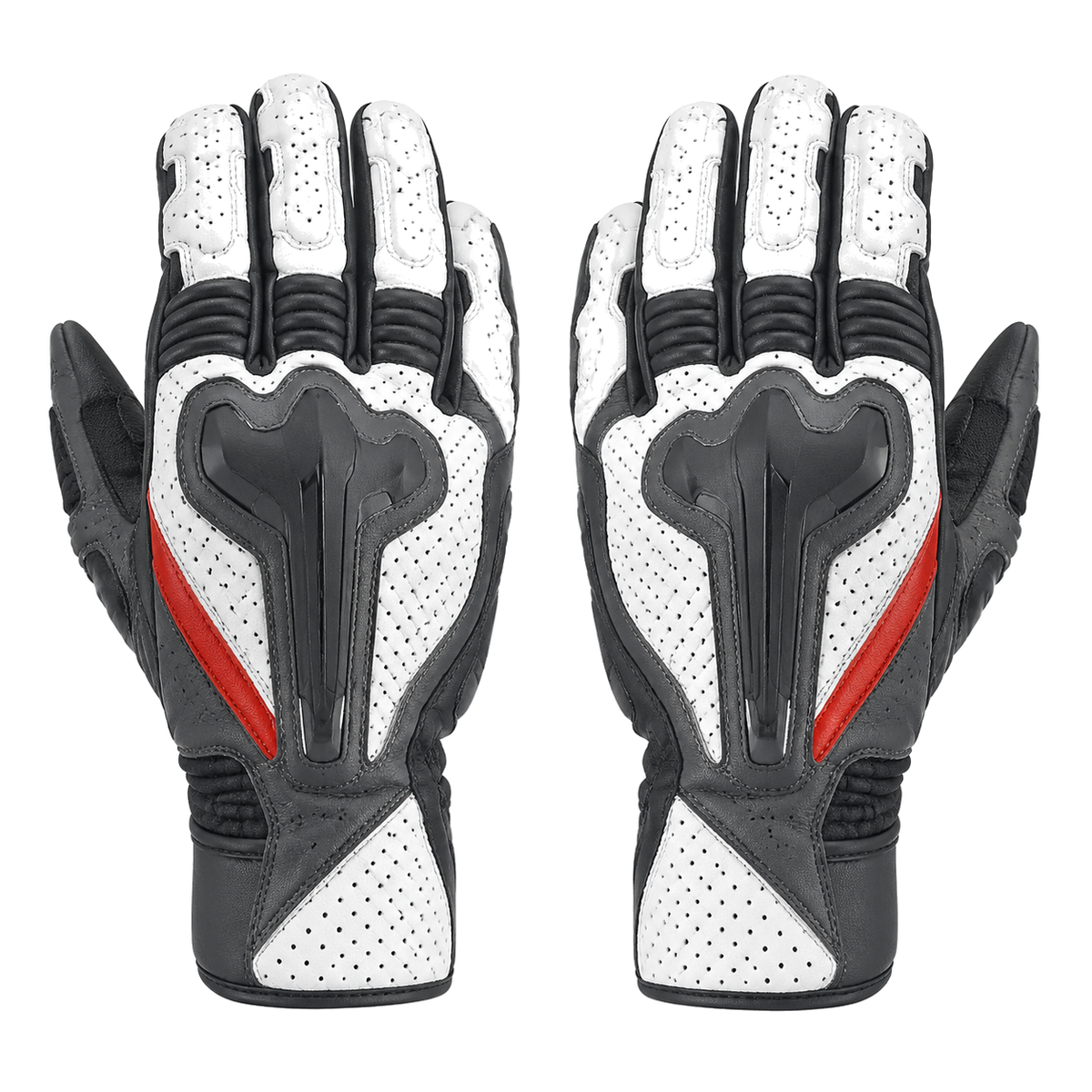 Redline Mono white graphite street motorcycle gloves — full pair hero view