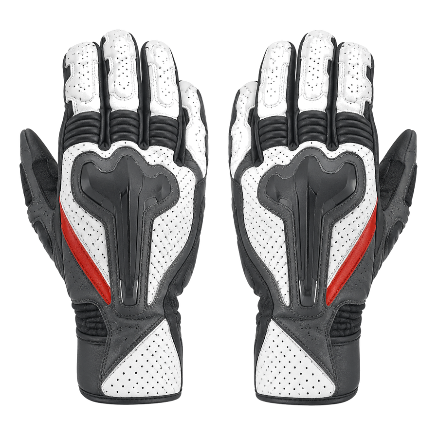Redline Mono white graphite street motorcycle gloves — full pair hero view