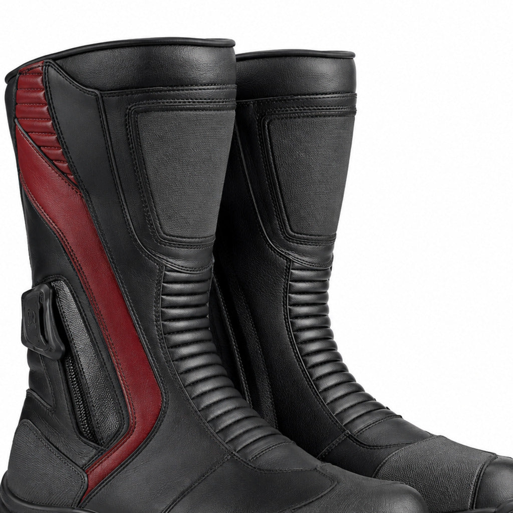 RedlineTour touring motorcycle boots shaft closure and construction detail