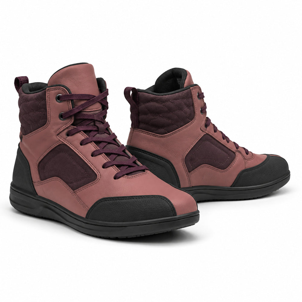 Rose Ember Women's Mid-Top Motorcycle Riding Shoes – hero in Dusty Rose / Plum / Black