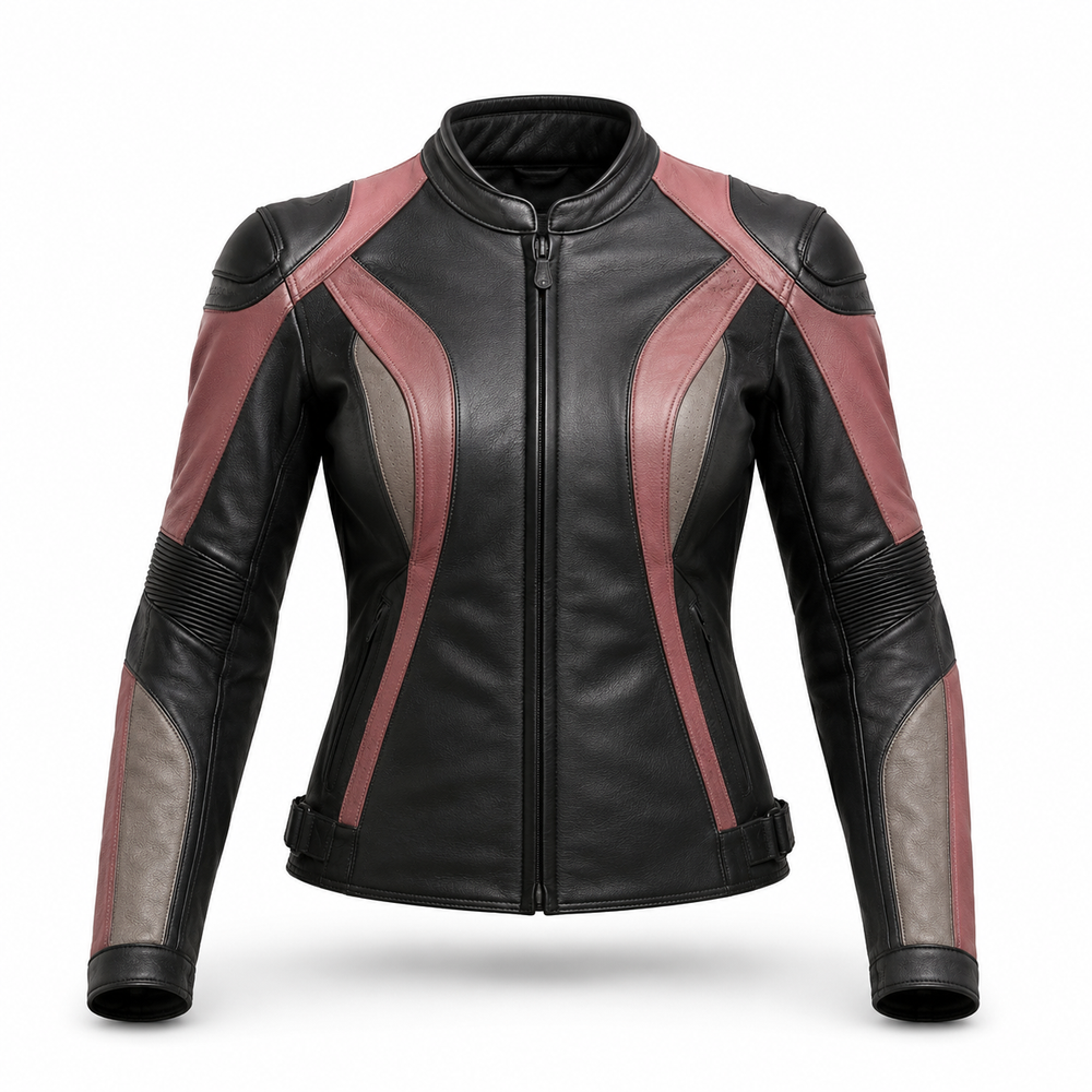 RoseLine W R original women's leather racing jacket front view