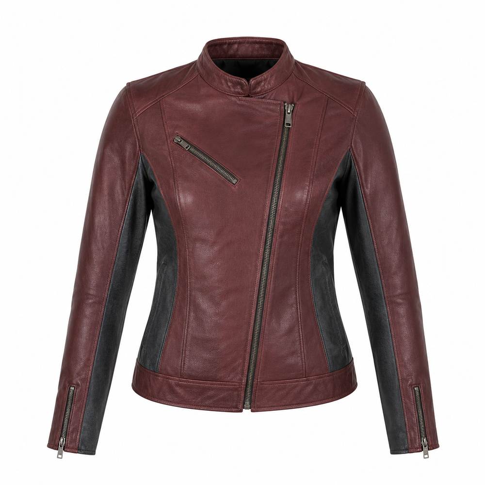 women’s leather commuter jacket – Rosewood Metro Women’s Leather Commuter Jacket front view