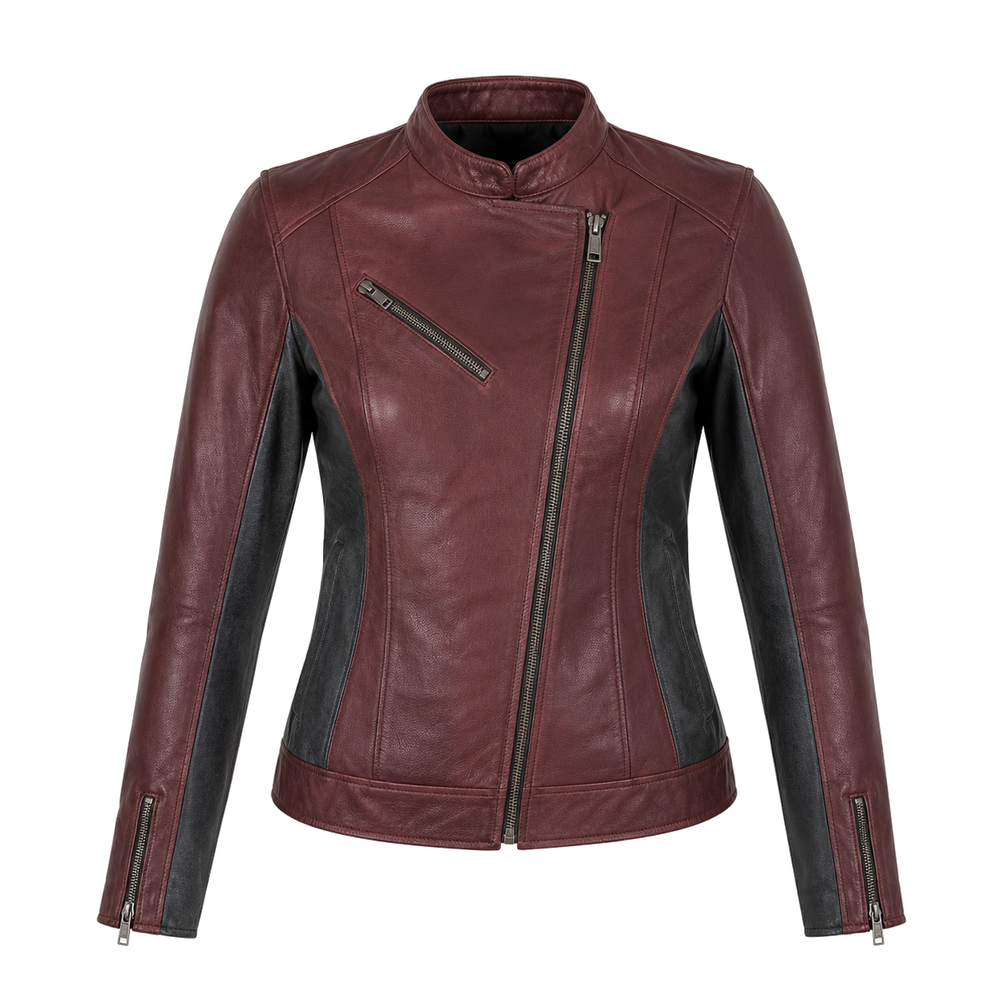 women’s leather commuter jacket – Rosewood Metro Women’s Leather Commuter Jacket front view