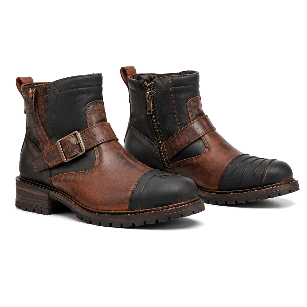 Rust Forge Buckle Motorcycle Riding Shoes – hero in Burnt Rust / Black