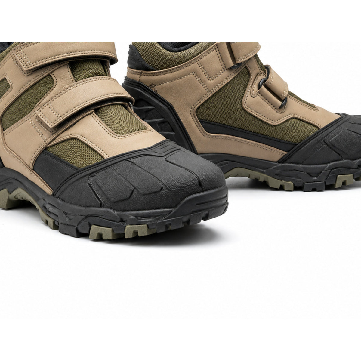 Sand Nomad Twin-Strap Motorcycle Riding Shoes – toe sole detail in Sand Beige / Olive