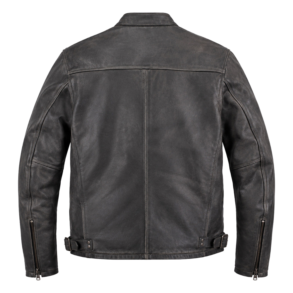 Sandstone Nomad classic cruiser leather motorcycle jacket front hero view