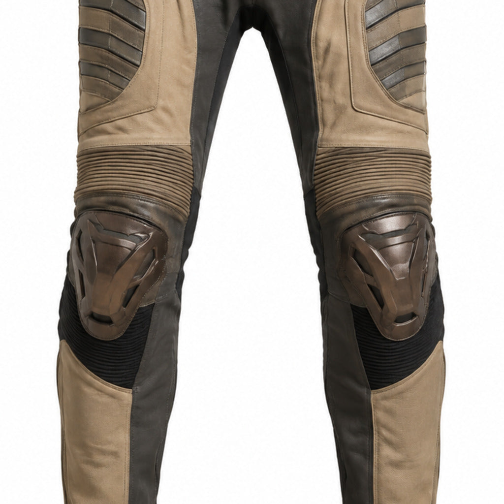 Sandstorm GT Leather Motorcycle Racing Pants knee panels leather and stitching detail